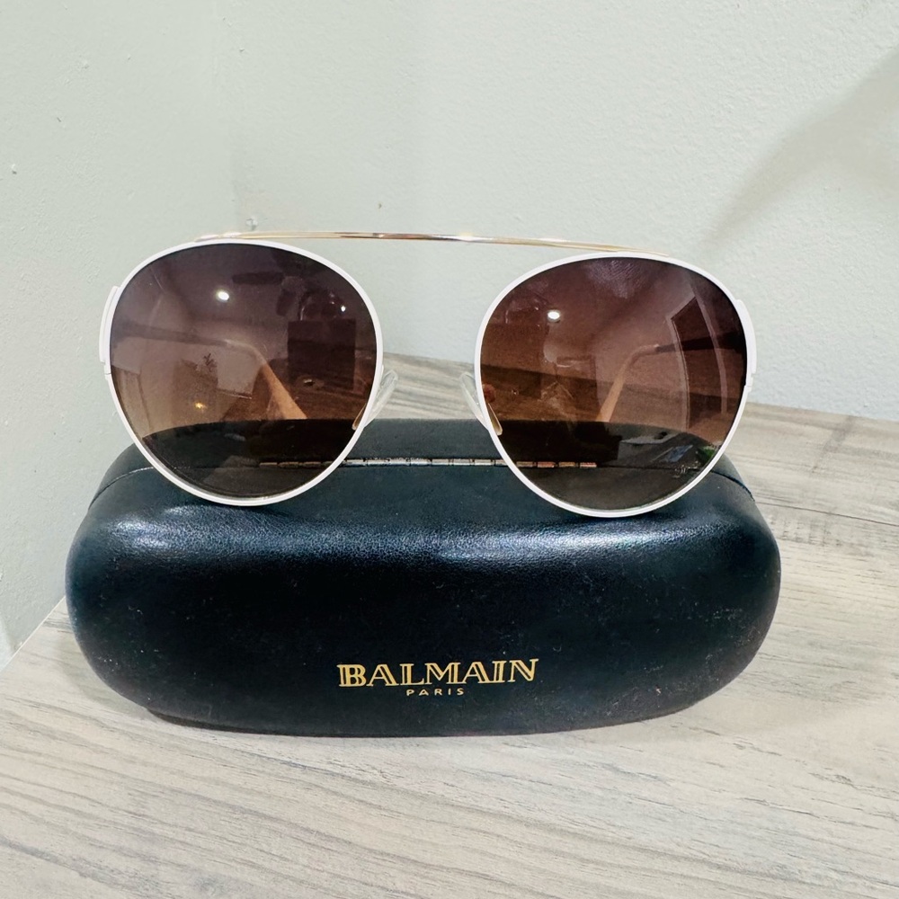 Balmain Cream Aviator Sunglasses with Brown Lenses
